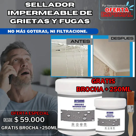Sellador Impermeable de Grietas y Fugas 500ML + Brocha