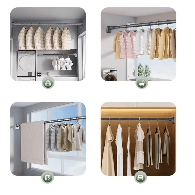 Percha ajustable multifuncional Quickneed ideal para espacios reducidos.